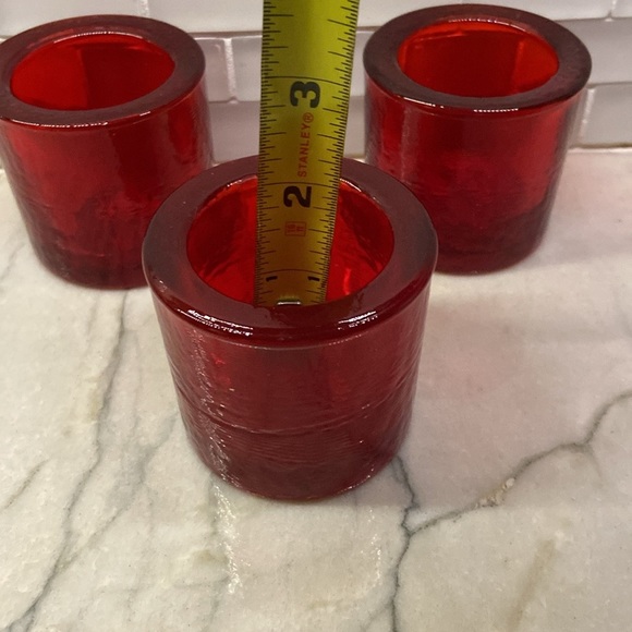 Pottery Barn Hammered Glass Votive Candle Holder Set of 3 Red - Picture 13 of 17